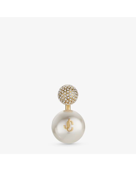 Jimmy Choo Auri Earring Gold finish metal pearl and crystal earrings