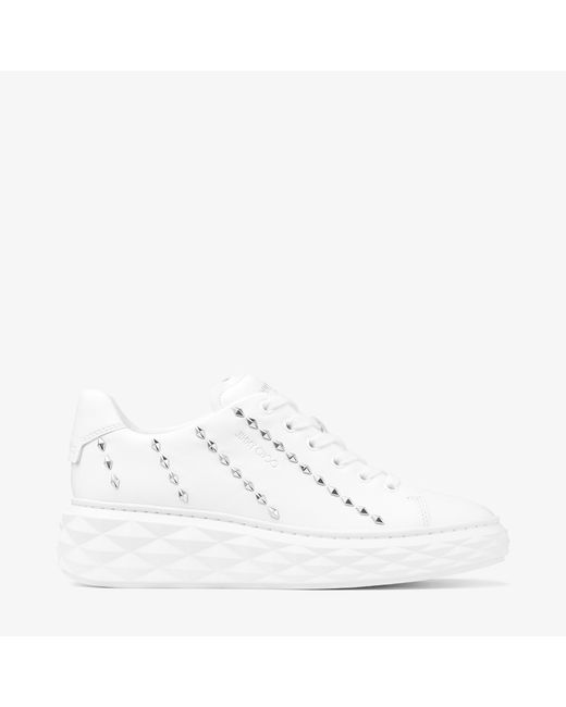 Jimmy Choo Diamond Light Maxi/F White nappa leather low top trainers with studs