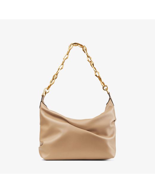 Jimmy Choo Diamond Soft Hobo/S Biscuit calf leather hobo bag with chain strap