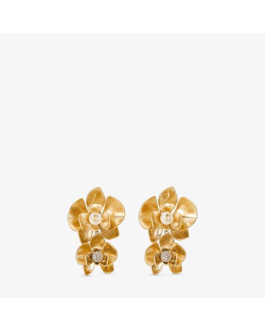 Jimmy Choo Petal Double Earring Gold finish earrings with crystal and pearl embellishment
