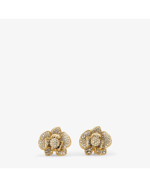 Jimmy Choo Petal Studs Gold finish stud earrings with pave crystal