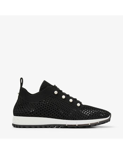 Jimmy Choo Veles crochet knit low top trainers with pearls