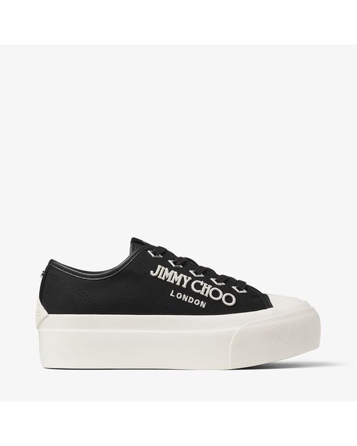 Jimmy Choo Palma Maxi/F and latte canvas platform trainers with embroidered logo