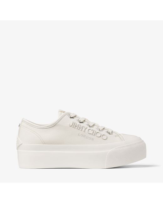 Jimmy Choo Palma Maxi/F Latte canvas platform trainers with embroidered logo
