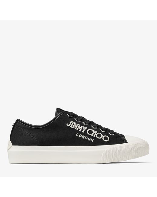 Jimmy Choo Palma/M and latte canvas low top trainers with embroidered logo