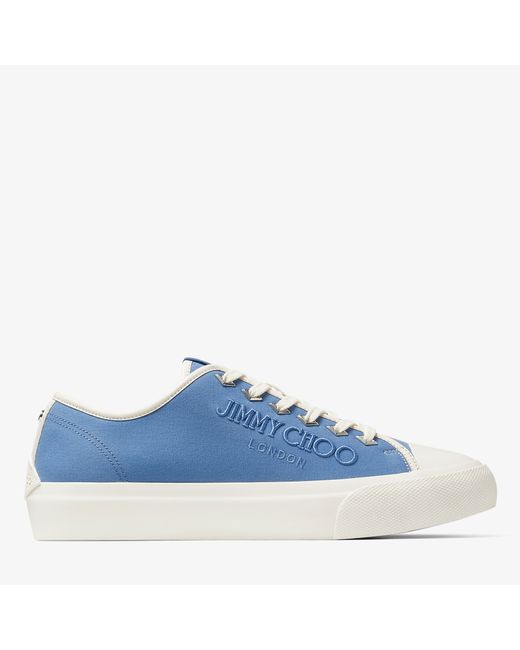 Jimmy Choo Palma/M Denim and latte canvas low top trainers with embroidered logo