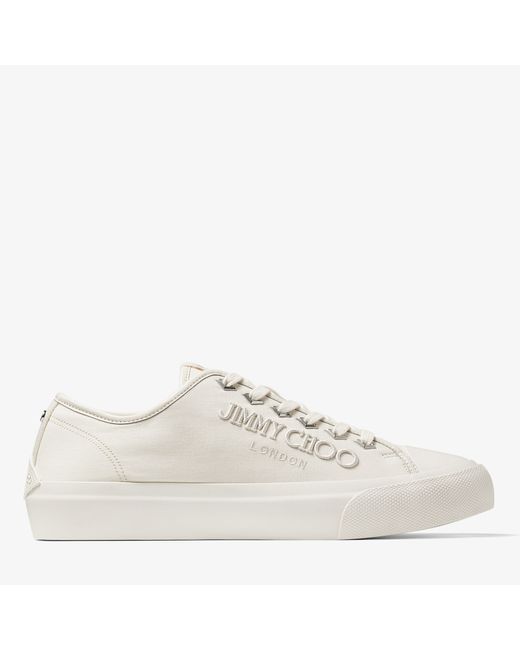 Jimmy Choo Palma/M Latte canvas low top trainers with embroidered logo