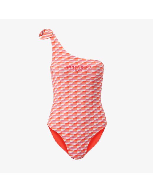 Jimmy Choo Alula Candy recycled nylon and lycra diamond print swimsuit