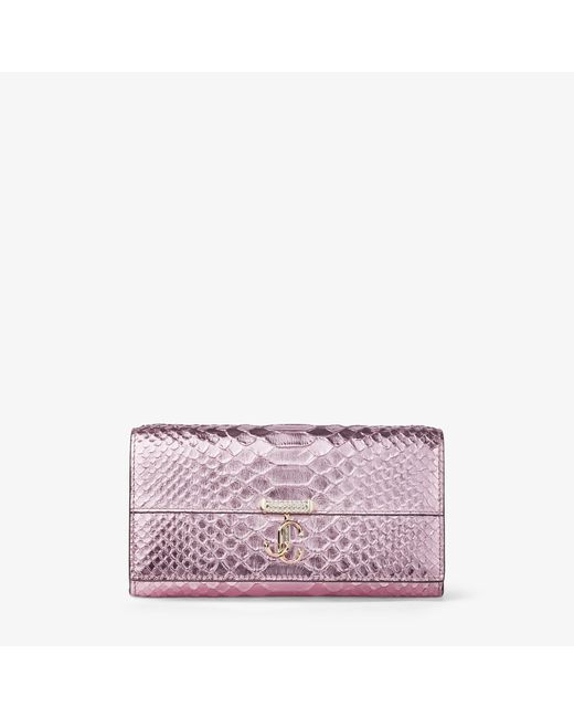 Jimmy Choo Avenue Wallet With Chain Candy metallic snake printed leather wallet with chain
