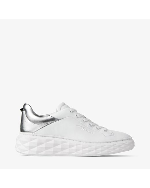 Jimmy Choo Diamond Maxi/F Ii White and leather trainers with platform sole