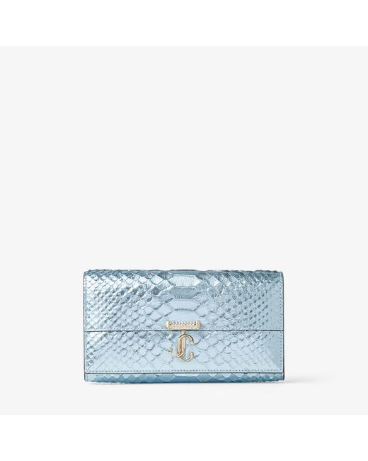 Jimmy Choo Avenue Wallet With Chain Ice metallic snake printed leather wallet with chain