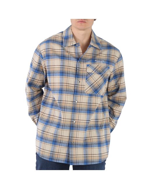 Moncler Checked Logo-Print Cotton Shirt