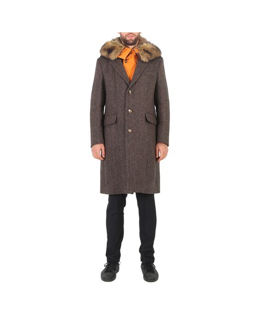 Burberry Herringbone Wool Tailored Single-breasted Coat With Detachable Hood