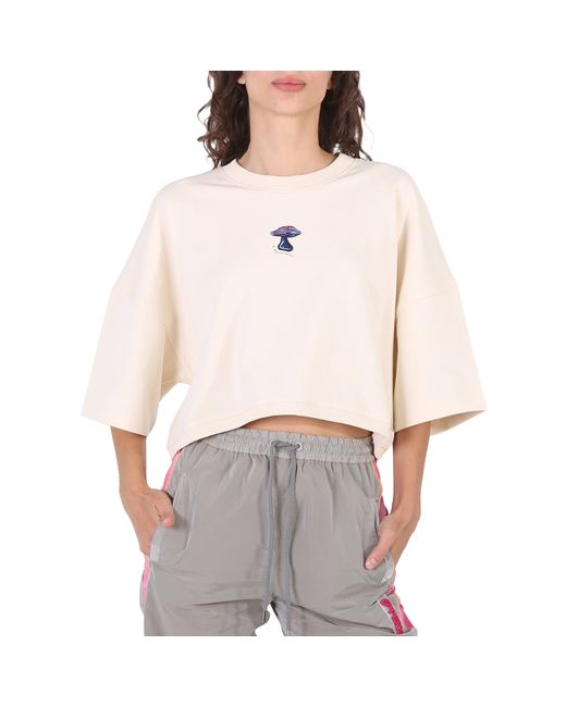 Stella McCartney Ladies Mushroom Print Cropped Sweatshirt
