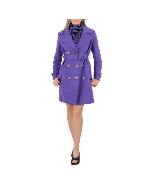 Moschino Ladies Button-Embellished Cotton-Gabardine Trench Coat