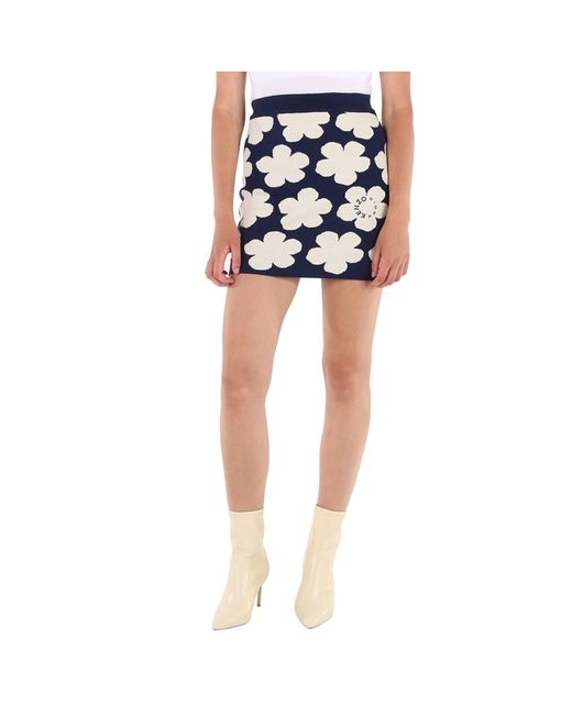 Kenzo Ladies Midnight Jacquard Poppy Skirt