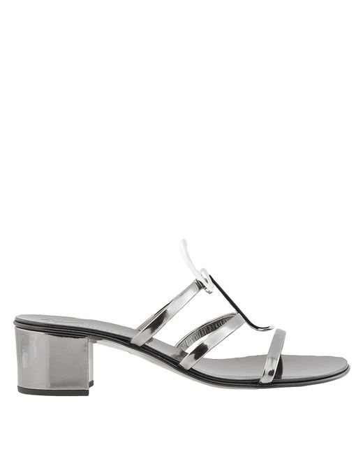 Giuseppe Zanotti Design Ladies Antracite Block-Heel Logo Sandals