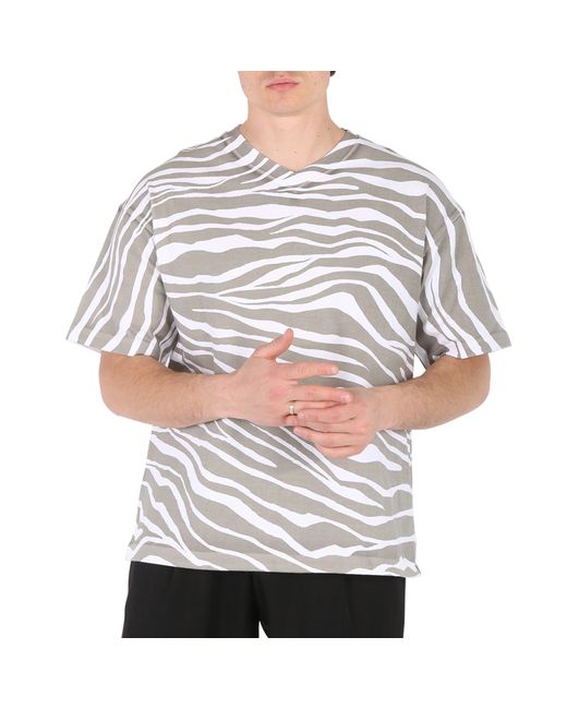 Roberto Cavalli Zebra Print V-neck Cotton T-shirt