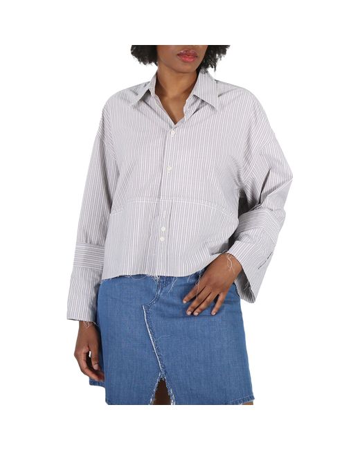 Mm6 Maison Margiela Ladies Striped Cotton Cropped Shirt