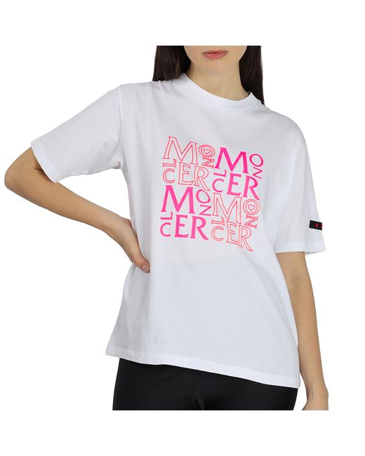 Moncler Ladies Cotton Logo Patch Short Sleeve T-shirt
