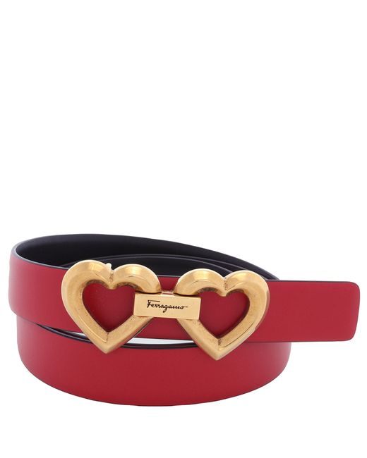 Salvatore Ferragamo Ladies Leather Heart Buckle Adjustable Belt