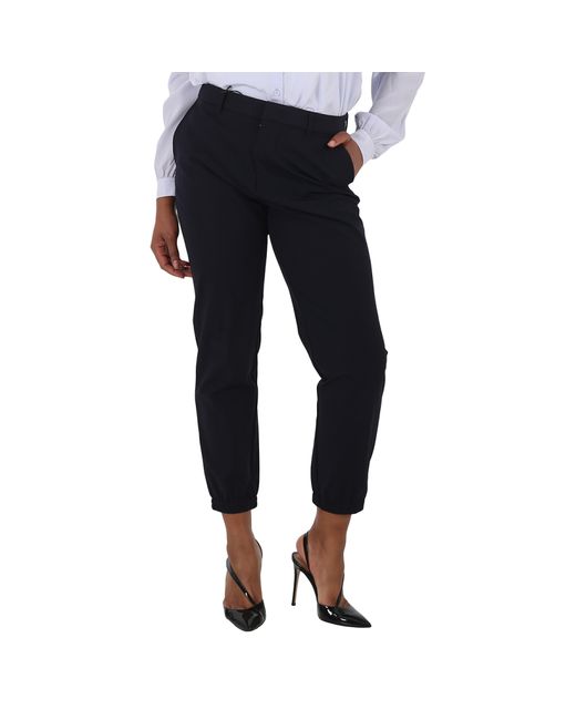 Emporio Armani Ladies Navy Straight-Leg Cropped Tailored Trousers