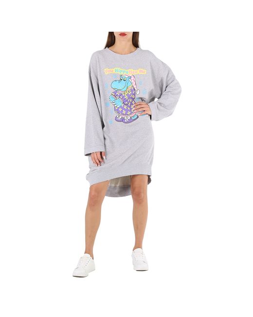 Moschino Ladies Hippo Print Sweater Dress