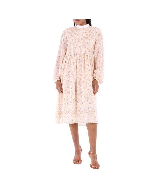 Chloé High-Neck Dress With Print Dew Pink