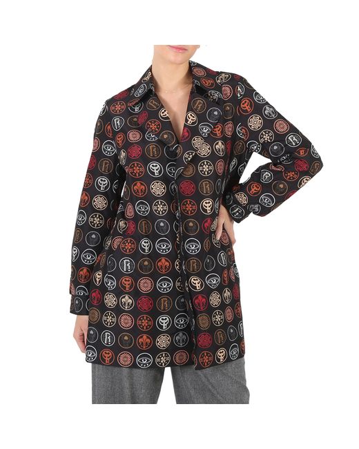 Roberto Cavalli Ladies Coin-Print Belted Trench Jacket