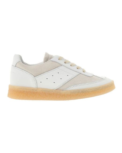 Mm6 Maison Margiela Ladies White Birch Panelled Low-Top Sneakers