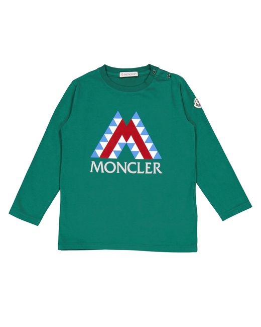 Moncler Boys Dark Logo Print Long-Sleeve Cotton T-Shirt