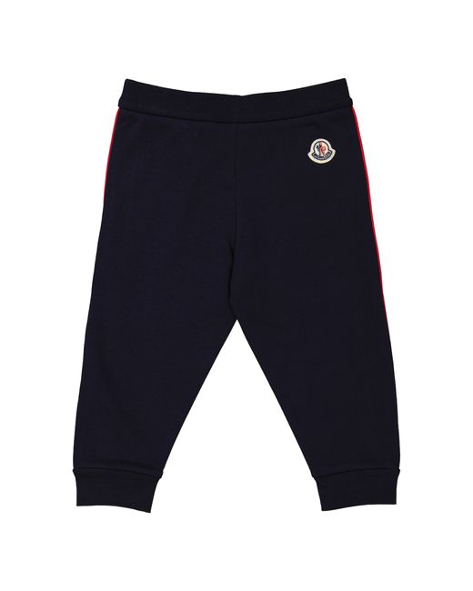 Moncler Boys Navy Stretch Jersey Side-Stripe Logo Sweatpants