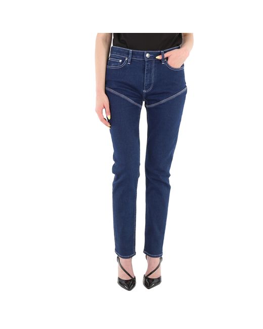 Burberry Ladies Dark Felicity Contrast-Stitch Skinny Denim Jeans