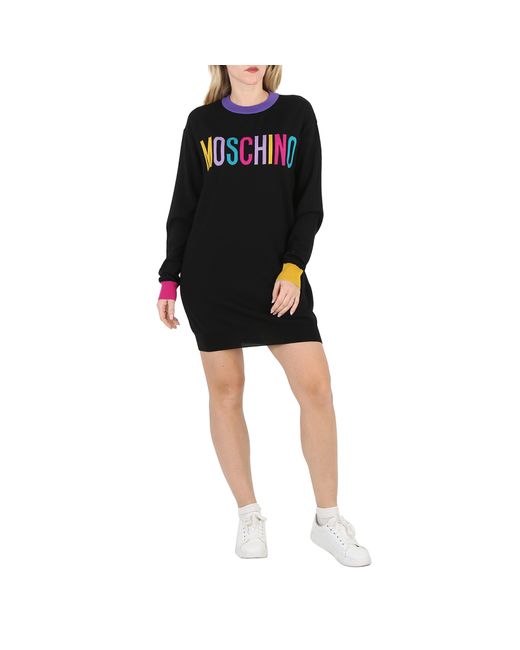 Moschino Intarsia Logo-Knit Jumper Dress