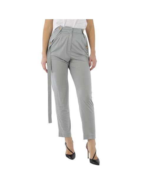 Burberry Ladies Heather Melange Strap Detail Jersey Tailored Trousers