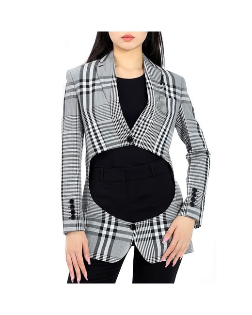 Burberry Ladies Check Single-breasted Technical Blazer