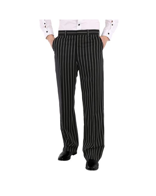 Burberry Stretch Wool Pinstriped Wide-leg Tailored Trousers