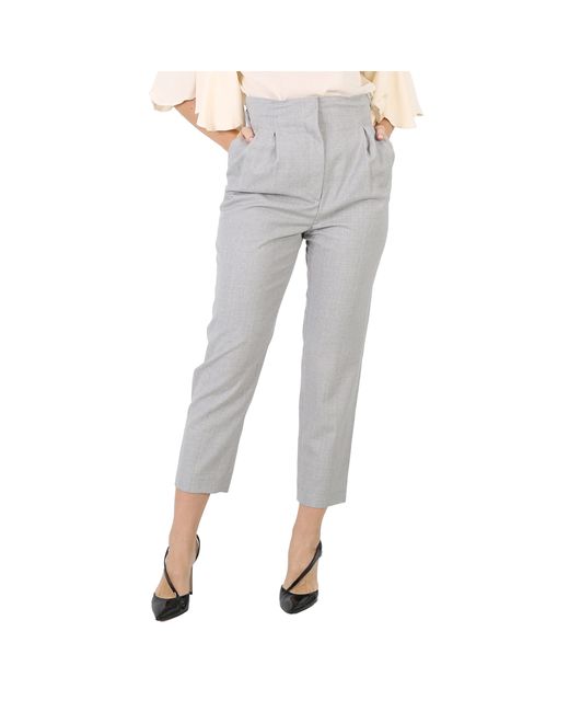 Burberry Ladies Heather Melange Cutout Detail Wool Tailored Trousers