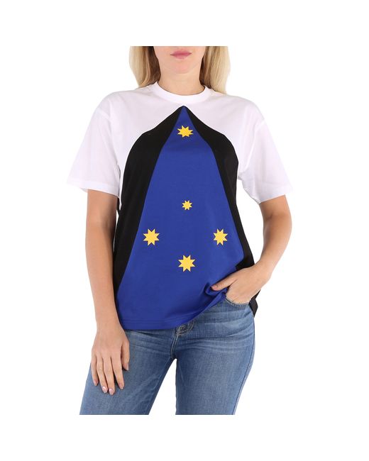 Burberry Ladies Oceanic Colour-Block Star-Print T-Shirt