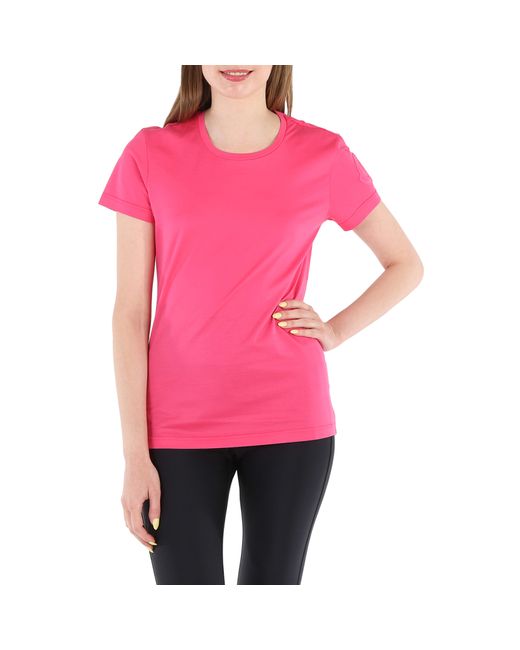 Moncler Ladies Pink Logo Patch T-Shirt