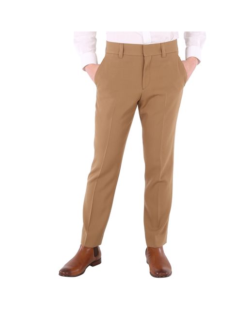 Burberry Fawn Grain De Poudre Wool Tailored Trousers