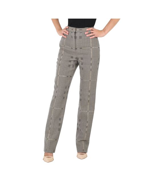 Burberry Ladies Check Wool Jacquard Tailored Trousers