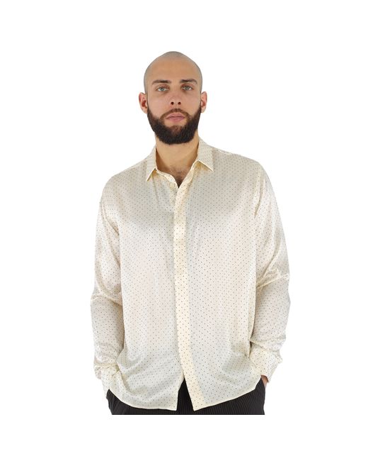 Saint Laurent Studded Silk Satin Long Sleeve Shirt