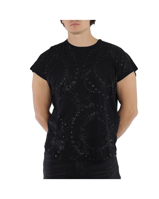 Saint Laurent Cotton Short Sleeve T-shirt With Galaxy Detail