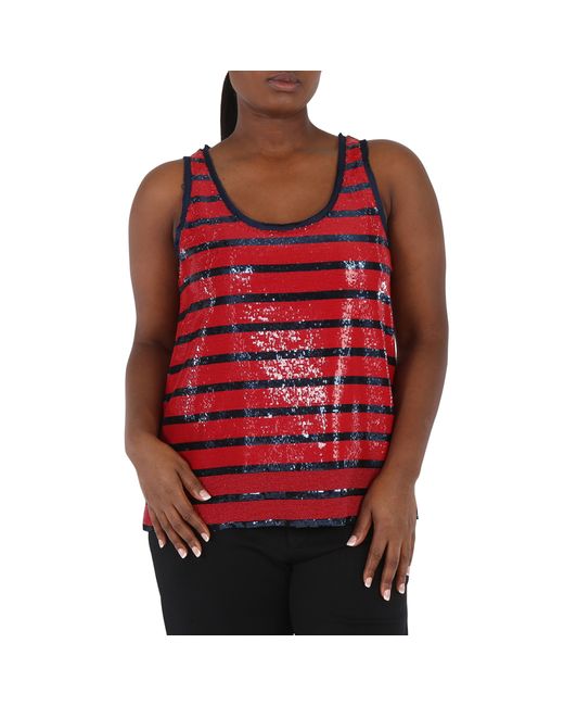 Polo Ralph Lauren Ladies Sequined Striped Tech Fabric Tank Top