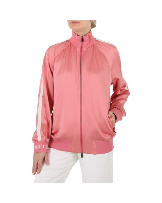 Moncler Ladies Pink Satin Track Jacket