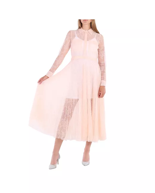 Burberry Ladies Pleated Lace Dress Powder Pink