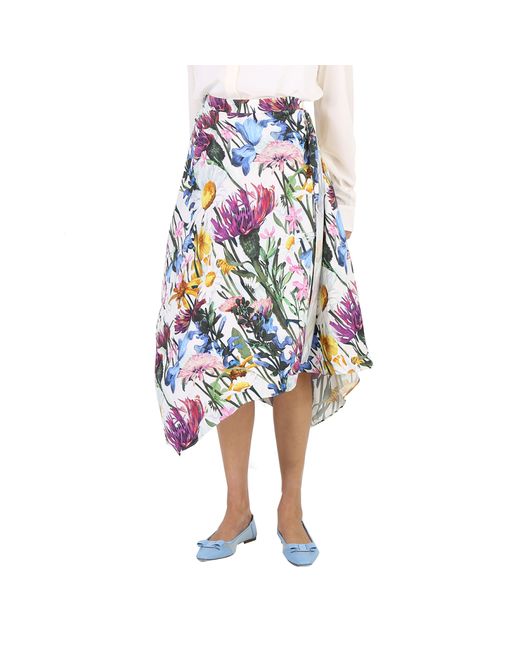 Stella McCartney Ladies Asymmetric Floral Print Midi Skirt