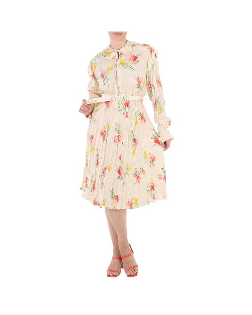 Balenciaga Ladies Vintage Flower Off-Shoulder Dress