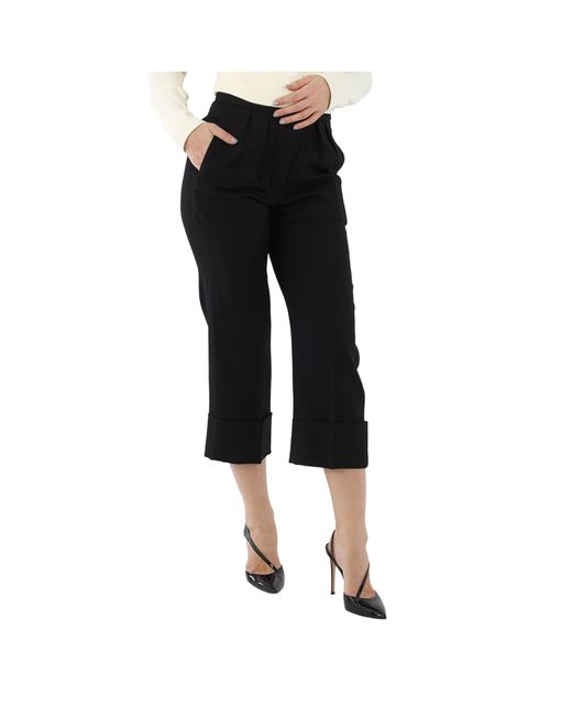 Burberry Ladies Wool Silk Cropped Tailored Trousers